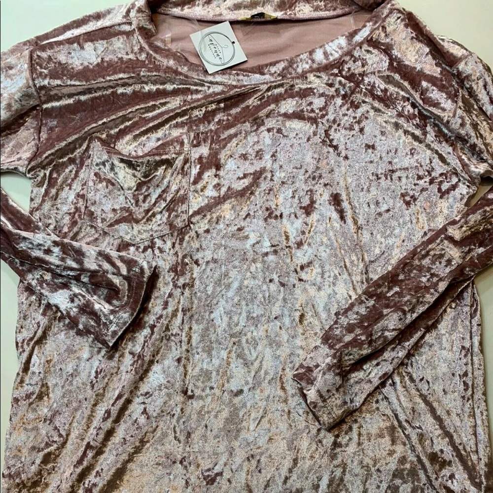 KORI AMERICA Long Sleeve Velvet Top Penny Pocket
